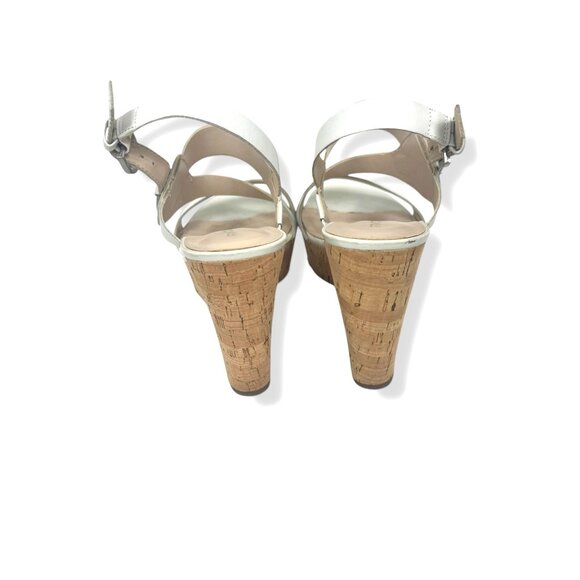 Franco Sarto White Cork Wedge Open Toe Sandals Heels Size 8 Surprise 2 Platform - Picture 5 of 9